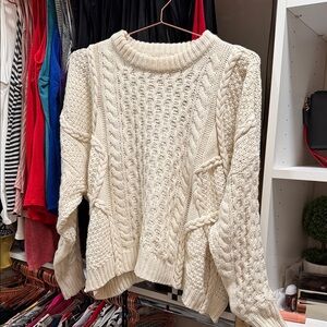 Altar'd State Cream Cable Knit Sweater
